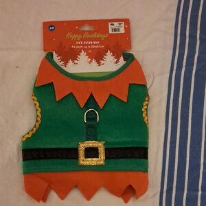 New Festive Green and Orange Pet Elf Helper Costume S/M